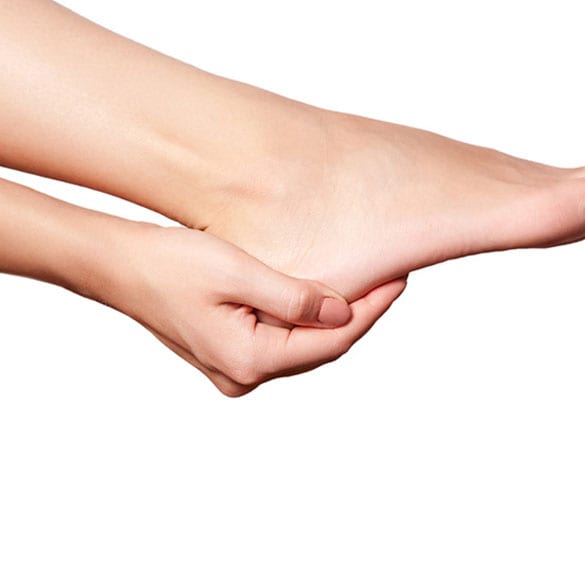 Foot pain in the heel because of Haglund's deformity.