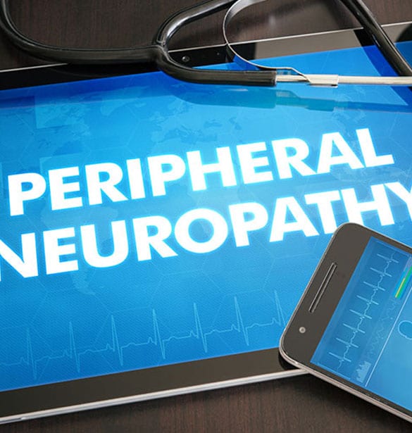 Stethoscope and tablet that says peripheral neuropathy.