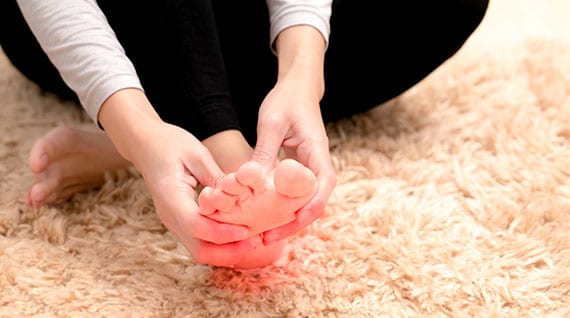 Female foot suffering from foot trauma.