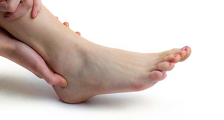 Foot suffering from achilles tendon damage.
